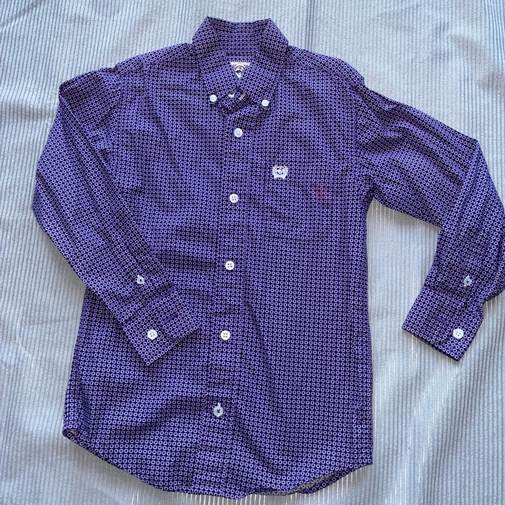 Cinch KIDS XS 4-5 Purple Geometric Button Down Shirt